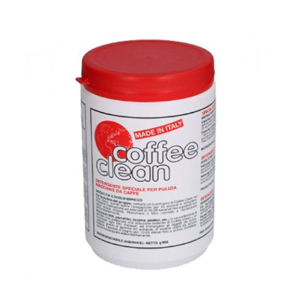 Coffeclean 900gr - Midler til rengøring af espresso kaffemaskiner Kafferens/ Pulver i en krukke 900 gr Coffeclean er en koncentreret formel, der nemt fjerner kaffeolier ophobet under kaffetilberedning, fjerner kaffeaflejringer fra kaffegruppen. Bruges også til rengøring af holdere, dispersionsskærme, afløbsbakker til kaffemaskiner. Ideel til at holde espressomaskinen og dens dele rene.