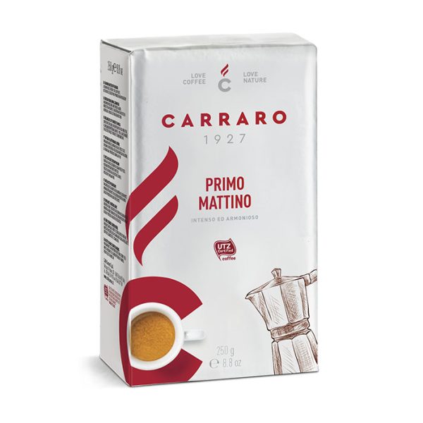 Primo Mattino er en kaffe med en traditionel smag, opnået fra kroppen af ​​gode Robustas blandet med glatheden af ​​Arabicas.